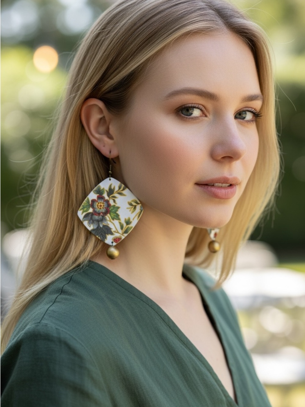 🆕 Plunder Floral Drop Earrings in Gold, Red, Green